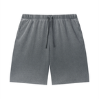 Unisex Vintage Wash Sunfade Waffle Raw Hem Shorts