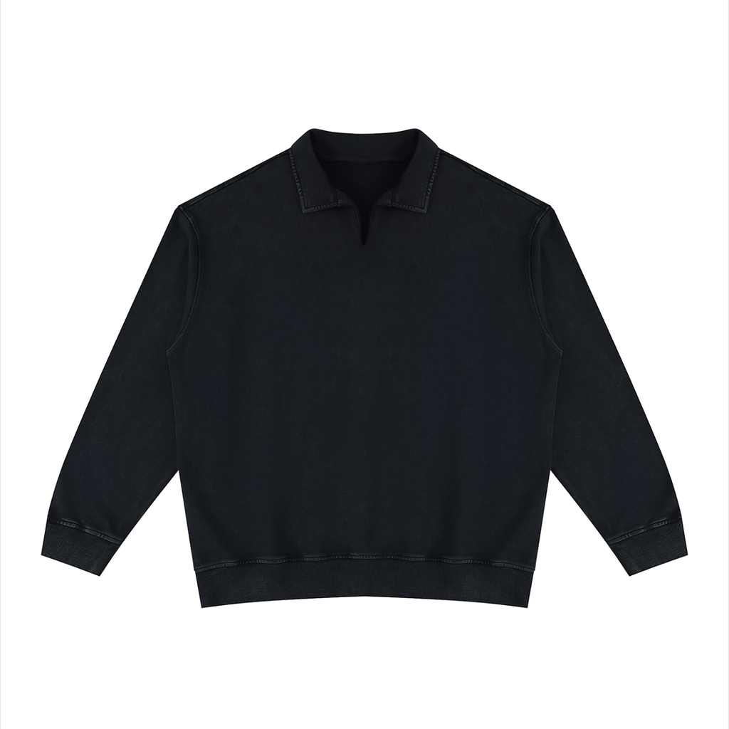 Unisex Vintage Wash Collared Sweatshirt