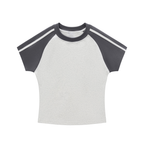 Contrast Stripes Bodycon Raglan  Sleeve T-Shirt