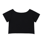 Off-Shoulder Rolled Hem Cotton T-Shirt