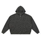 Unisex Leopard Print Waffle Full Zip Hoodie
