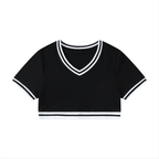Women's Color Block V-Neck Crop T-Shirt