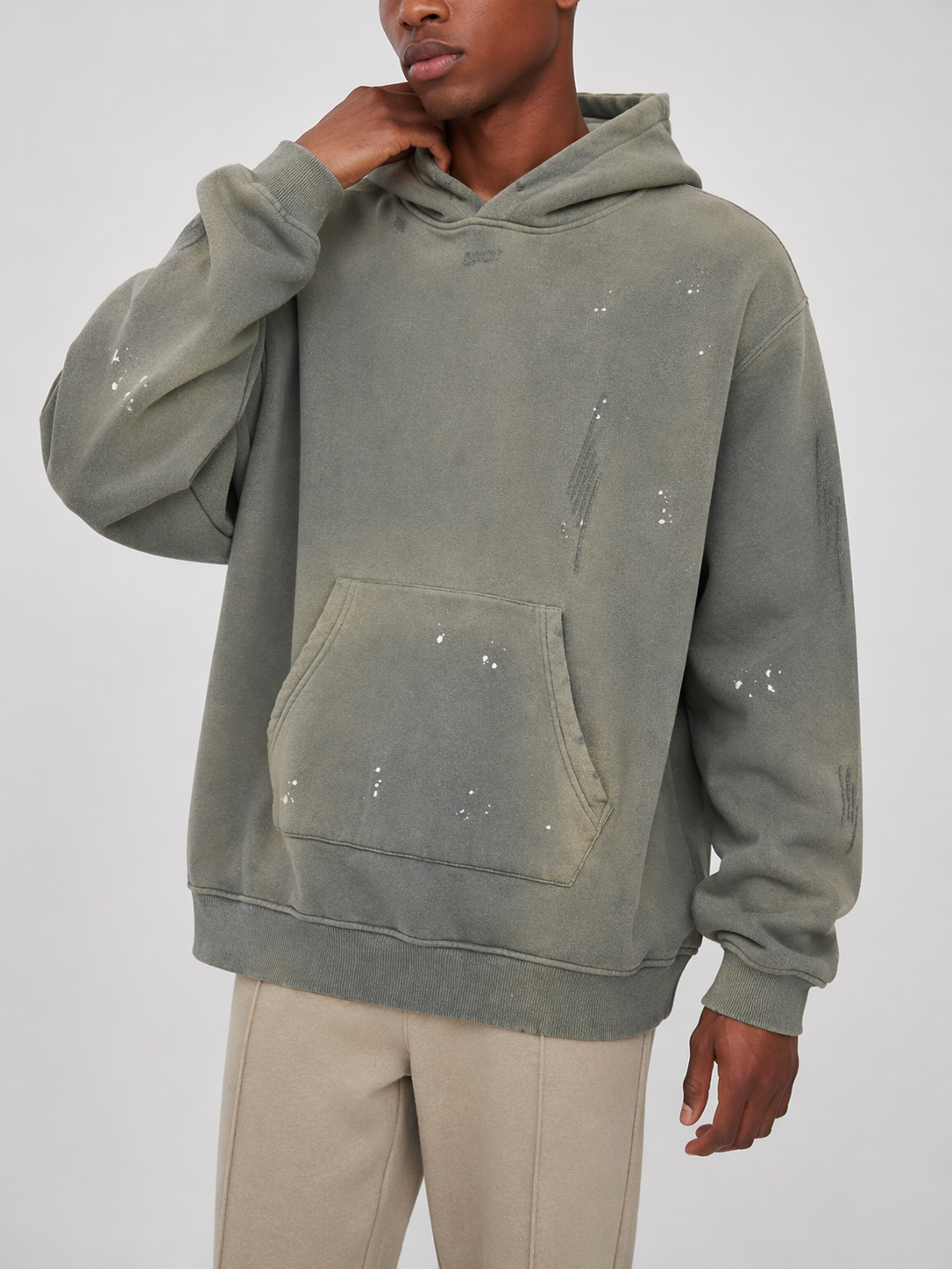 Vintage Washed Frayed Fleece Hoodie