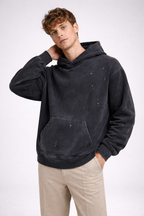 Vintage Washed Frayed Fleece Hoodie