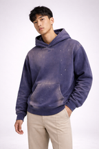 Vintage Washed Frayed Fleece Hoodie