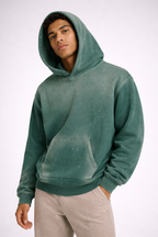 Vintage Washed Frayed Fleece Hoodie