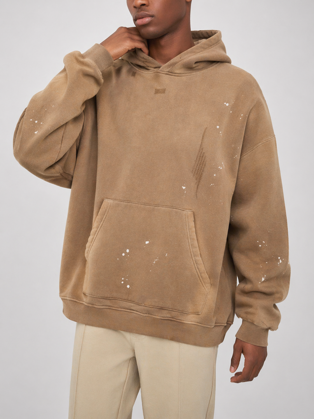 Vintage Washed Frayed Fleece Hoodie