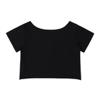 Off-Shoulder Rolled Hem Cotton T-Shirt