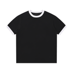 Contrast Edge Ribbed Crewneck T-Shirt