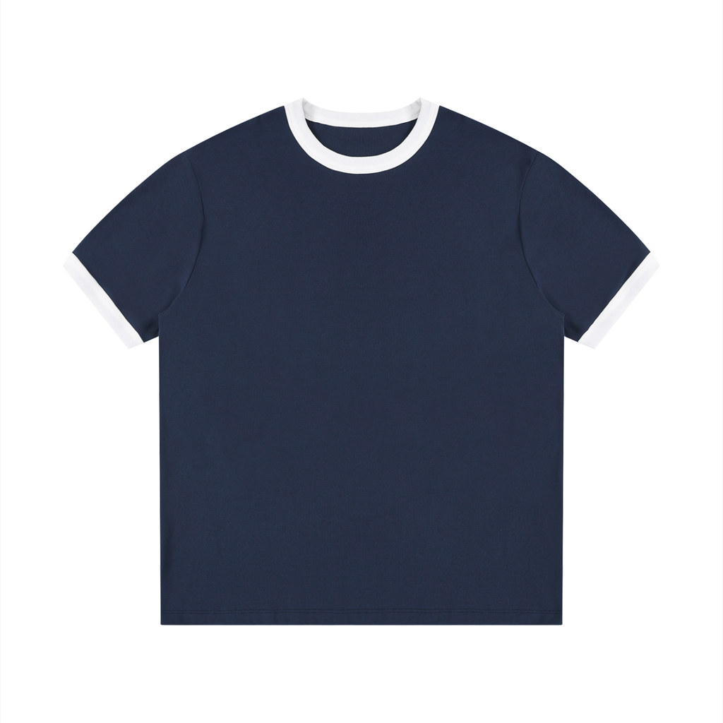 Contrast Edge Ribbed Crewneck T-Shirt
