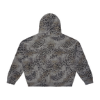 Unisex Vintage Wash Leopard Full Zip Hoodie